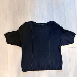 Vintage CHAUS Black Linen Cotton Knit Sweater Dolman Sleeve Womens Small